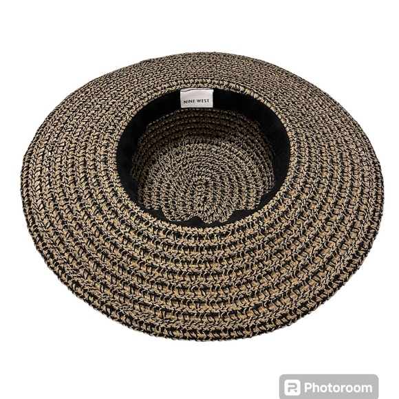 Nine West Tan/Beige/Black Hat With Gold Metal Logo - NWOT - Picture 2 of 2